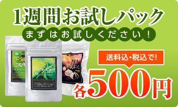 1週間お試しパック　まずはお試しください！500円各送料込、税込でワンコイン各500円